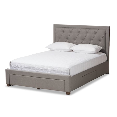 Baxton Studio Aurelie Modern Light Grey Upholstered Queen Size Storage Bed 145-8128